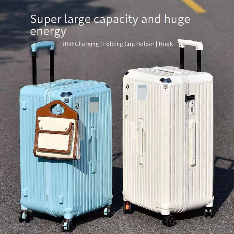 Luggage New Five Wheel Suitcase Large Capacity Trolley Case Universal Wheel Password Suitcase Double Sided Lining Antibact...