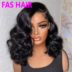 ​Loose Body Wave Bob Wig - 100% Human Hair (Glueless Lace Front, Heat Resistant, 180% Density, European & American Fit)​ -...