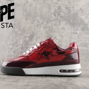 A BATHONG APE Bape ROAD STA Patent Leather Trendy Casual Low Cut Fashionable Board Shoes Wine Red Air Max Men And Women - ...