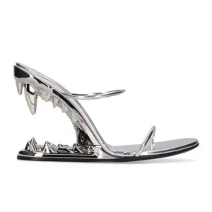 2024European And American Summer New Metal Tooth High-heeled Shoes Fashion Shows Womens Dresses 44 Size Sandals T250714 - ...