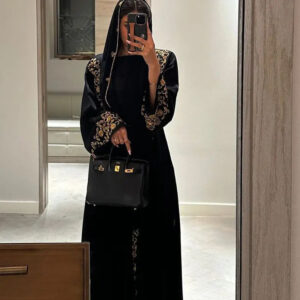 Muslim Women's High-end Banquet Dubai Advanced Long Sleeve Dress With Rhinestones Black Robe - Damenbekleidung