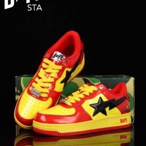 A BATHING-APE Classic Marvel-Lacquer Leather Splicing Fashion Board Shoes Air Force No.1 Board Shoes Unisex - Schuhe