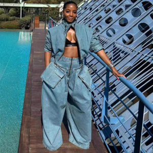 Women's Clothing Fashion Retro Wide Leg Loose Heavy Duty Denim Two Piece Suit Women's Clothing - Damenbekleidung