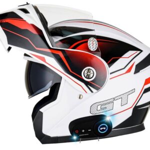 KooqiBao Dual Visor Motorcycle Helmet Flip-Up Bluetooth Full Face Helmet With Long Battery Life & 3C Certification - Tragb...