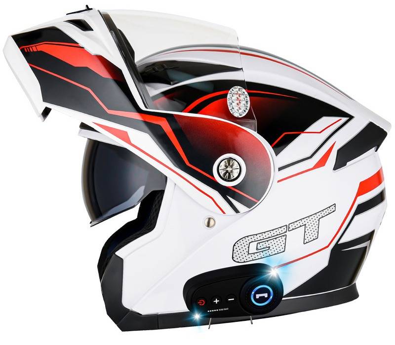 KooqiBao Dual Visor Motorcycle Helmet Flip-Up Bluetooth Full Face Helmet With Long Battery Life & 3C Certification - Tragb...