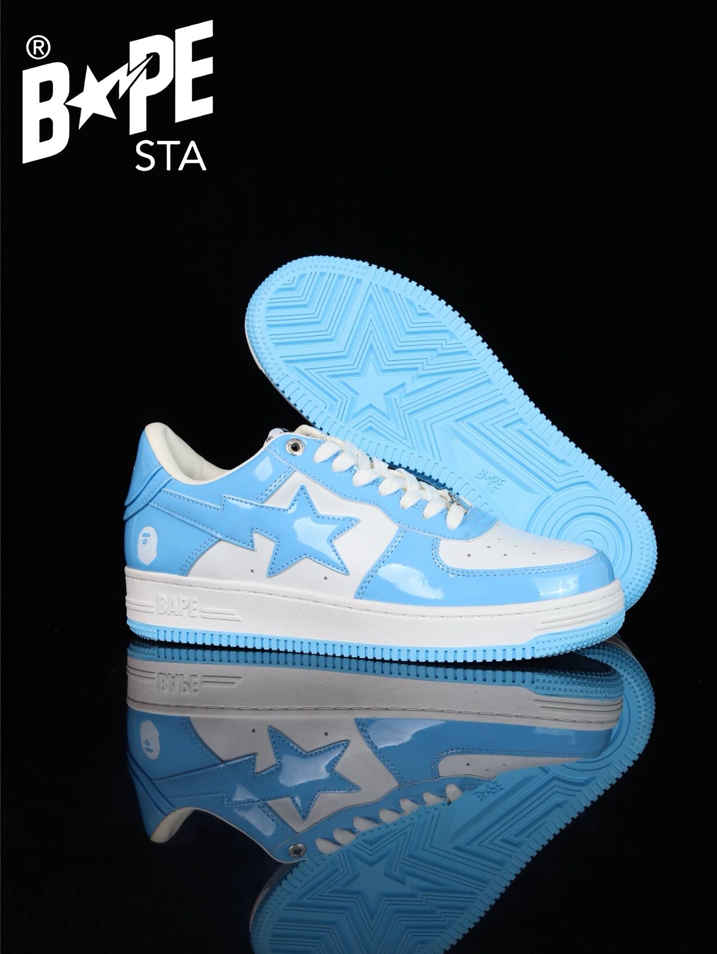 A BATHING-APE Classic Lacquer Leather Splicing Fashion Board Shoes Air Force No.1 Board Shoes Men And Women 22 Color Optio...