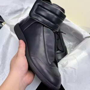 Women's Shoes European Style High Top Men's Martin Boots Spliced Genuine Leather Velcro Strap Casual Shoes German Training...