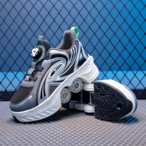Children's Four Wheel Roller Skates Invisible Shrinkable Two-Way Sports Shoes Boys And Girls Double Row Eight Wheels Stude...
