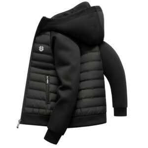 ​​Urban Tech Hooded Jacket For Men & Women - Lightweight Winter Coat With Contrast Paneling, Water-Resistant Polyester (Wh...