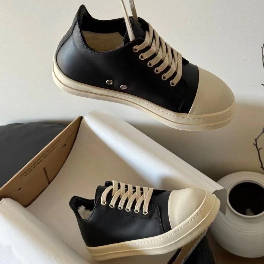 RO Super Beliebte Schnürsenkel Paar Canva Schuh 25 Neue Echtes Leder Runde Spitze Spitze Dicke Sohle Casual Veratile - Schuhe