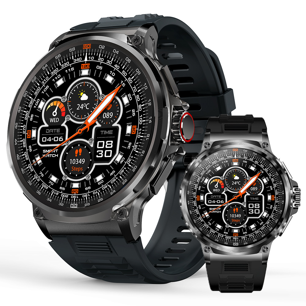 New V69 Smartwatch With Bluetooth Calling 1.85inch Large Round Screen Heart Rate Blood Oxygen Multi-Sport Long Battery - C...