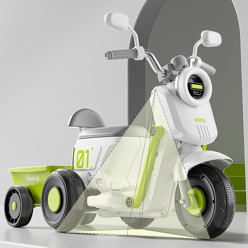 Children's Electric Tricycle Toy Car - Remote Control Ride-On Motorcycle for Boys & Girls Unisex Plastic Transportation To...