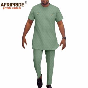 Men's Casual Cotton Short Sleeve Set Africa Print Two-Piece Clothing Polyester Muslim Sets - Herrenbekleidung
