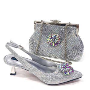 Women's Pointed Toe Satin High Heels With Matching Soft Geometric Clutch – Elegant Princess Style Evening Shoes & Bag Set ...
