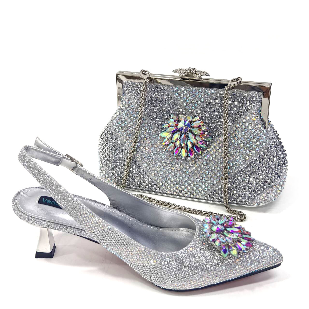 Women's Pointed Toe Satin High Heels With Matching Soft Geometric Clutch – Elegant Princess Style Evening Shoes & Bag Set ...