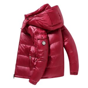 ​​Men's Clothing Unisex High-Gloss Down Jacket - Detachable Logo Winter Coat (Wholesale Bulk Order Available)​​ - Herrenbe...