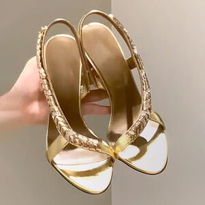 Spring New Arrival High Heeled Sandals Open Toe Sexy Silk Stiletto Heels With Metallic Rhinestones Women's Shoes - Schuhe