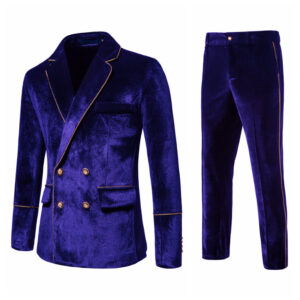 Men's Clothing High End Velvet Gold Rimmed Double Breasted Suit Dress Performance Suit - Herrenbekleidung