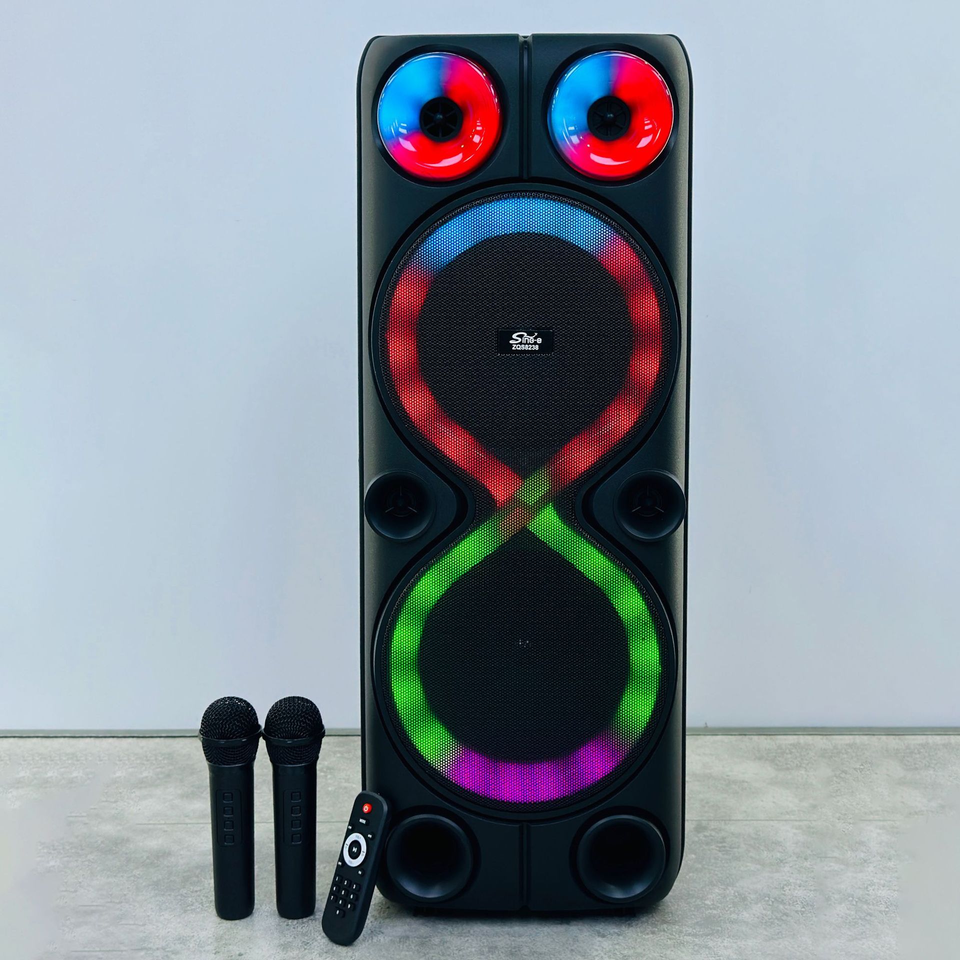 New High-power Bluetooth Speaker With Dual 8-inch RGB Running Lights, Wireless Outdoor Square Dance Microphone, Karaoke - ...