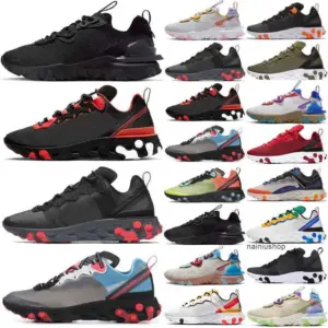 Women Mens Epic Vision 87 55 Running Shoes Orange Blue White Black Iridescent React Element Sports Trainers Sneakers - And...