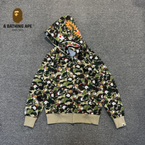 A BATHING APE ABC CAMO High Quality Pure Cotton Version BAPExHELLO KITTY Collaboration Hoodie SHARK FULL ZIP HOODIE MENS A...
