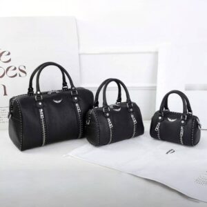 2026 Genuine Leather New Fashion Women's Boston With Rivets, Handbag, Crossbody Bag, Pillow Bag - Taschen