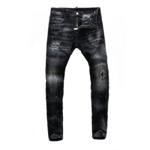 Men's Retro Distressed Slim Fit Skinny Jeans European American Street Style Slightly Stretchy Black Gray Trendy Brand Pant...