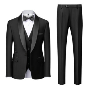 Men's Wedding & Business Suit Set 3-Piece Slim Fit Shawl Lapel Polyester Blend Blazer Vest Pants (13 Colors, US XXS-XXXL/A...