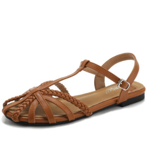 Women's Summer New Style Woven Sandals, Flat French Hollow Roman Pig Cage Buckle Sandals - Schuhe | Technik & Gadgets