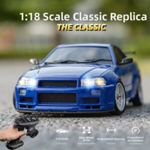 LD1899 GTR RC Car 1/18 Scale Metal Shell Remote Control Drift Vehicle with Flip Lights Children's Toy - Spielzeug