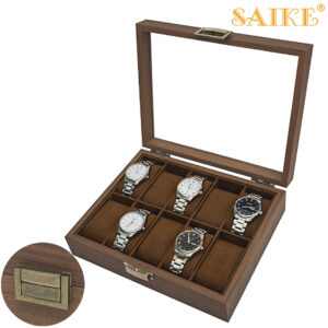Vintage Walnut Wood Watch Box With 10 Slots - Premium Watch Storage & Display Case For Watch Collectors​ - Herrenschmuck