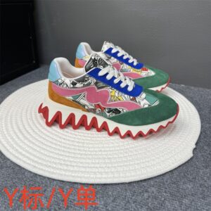 New Style Trendy High-End Red Shark Sole Dad Shoes Men Genuine Leather Color-Block Casual Sneakers Women - Schuhe