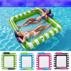 Thickened Square Lounger Pool Inflatable Summer Entertainment Double Size Waterbed Stripe Design For Pool Accessories - An...