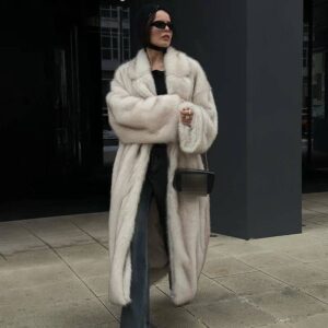 Women's Fox Fur-Like Faux Fur Coat Long Loose Lapel Winter Jacket Street Fashion Oversized Outerwear For Trendy Look - Dam...