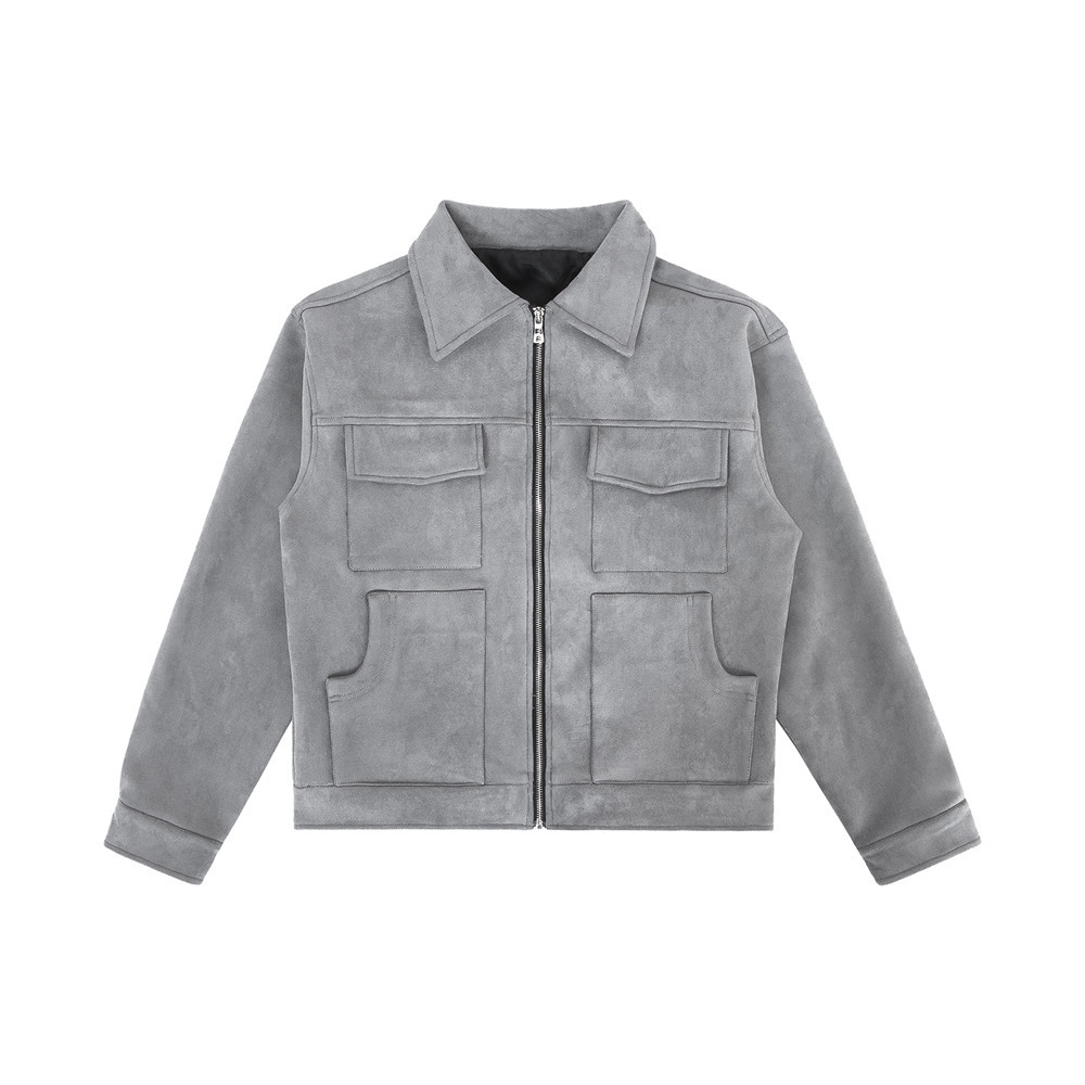 CT High Street Multi-Pocket Work Jacket Trendy Brand Autumn Winter Loose Fit National Trend Zipper Casual Men's Solid Colo...