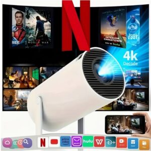 HY300 Pro Mini Portable Projector, Smart Projector Auto Horizontal Correction, 180°Rotatable Movie Projector Compatible Wi...