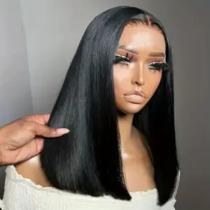 Bob Wig Brazilian Hair Lace Front Human Hair Wigs Short Bob Wig Pre Plucked Natural Color 4x4 Lace Part Lace Wigs For Wome...