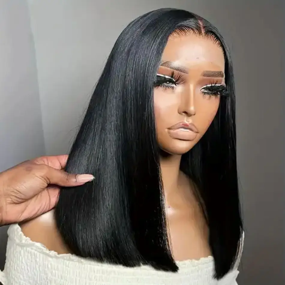 Bob Wig Brazilian Hair Lace Front Human Hair Wigs Short Bob Wig Pre Plucked Natural Color 4x4 Lace Part Lace Wigs For Wome...