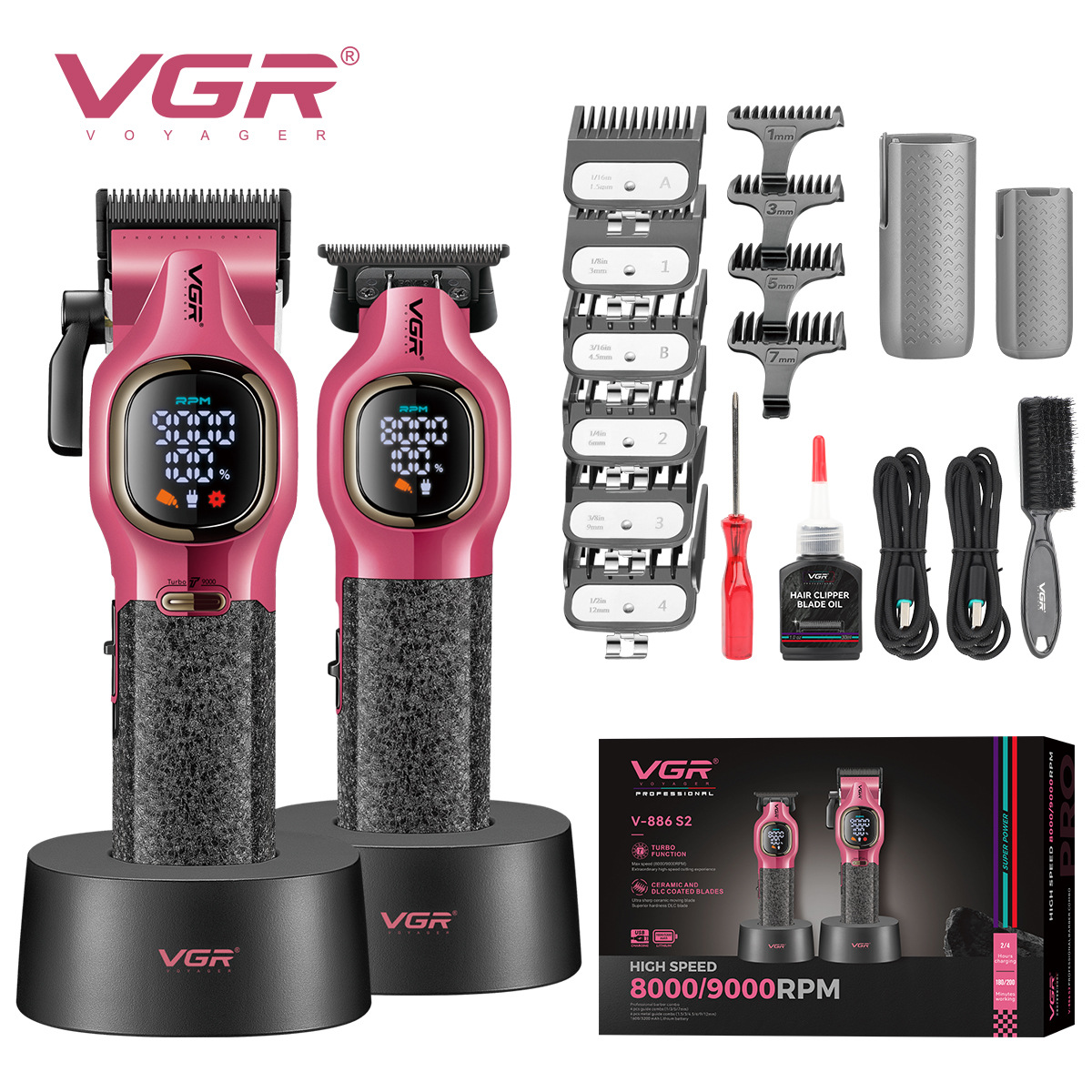 Electric Hair Clipper Set with Base Charging High Speed 8000 9000 RPM New - Kochen | Technik & Gadgets
