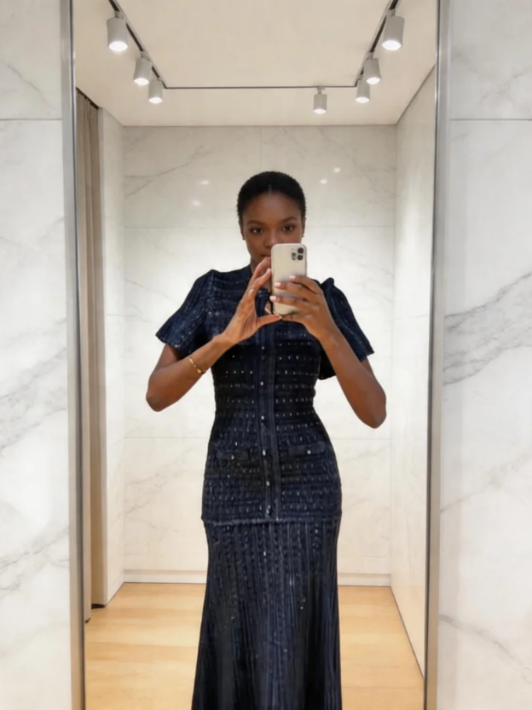 European American Fashion Women's Button Down Sequin Dress Slim Fit Maxi Dress Female Wedding Guest Cocktail Club Holiday ...