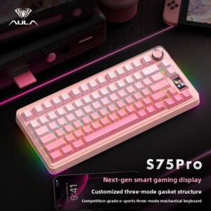 Tarantula S75pro Wireless Three-mode Customized Mechanical Keyboard Game E-sports CSGO Tiling With Peach Powder Gradual Ch...
