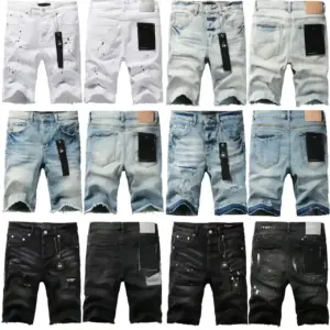 new Designer Mens Purples Jeans Shorts Summer Fashion Trousers Brands Beach Pants High Quality Street Wear Denim Jeans - H...