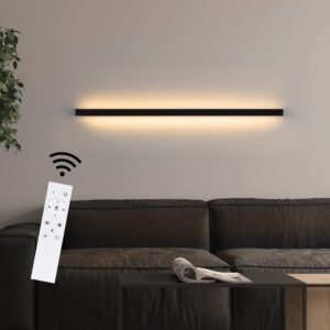 Glitzerlife Wandlampe Led Wandleuchte Innen Schwarz Dimmbar - 100CM Modern 15W Flurlampe Up Down Treppenhauslampe Wandbele...