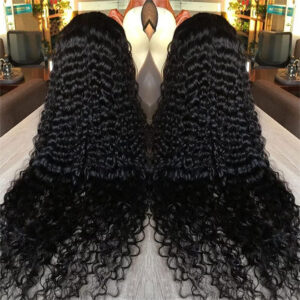 Kinky Curly Water Wave 13x4 HD Transparent Lace Front Human Hair Wigs Remy Raw Indian Hair Lace Frontal Wig For Women 4x4 ...