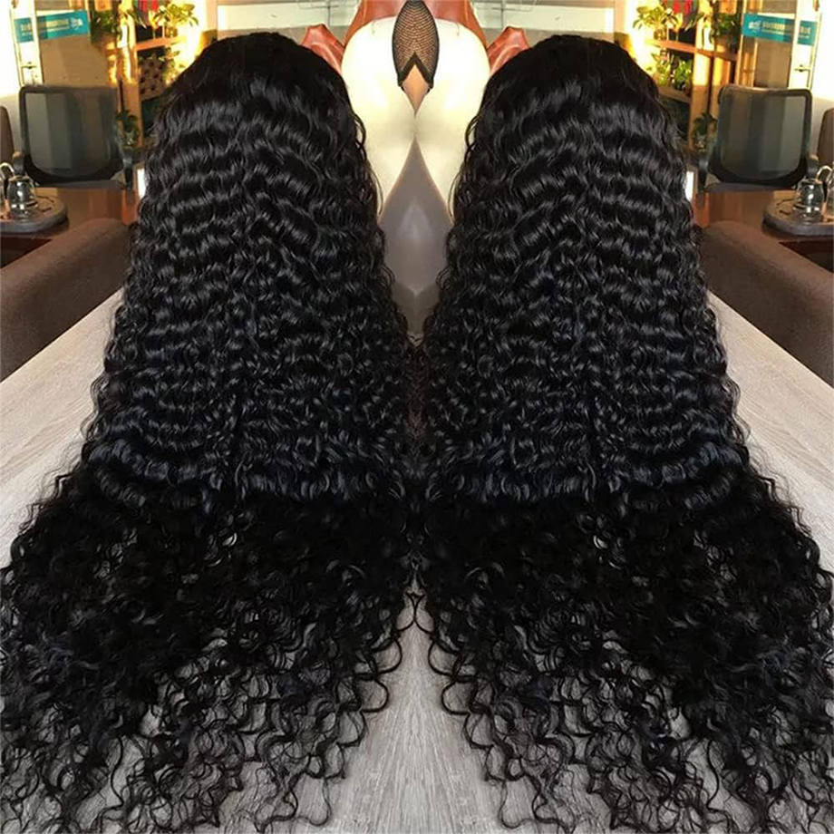 Kinky Curly Water Wave 13x4 HD Transparent Lace Front Human Hair Wigs Remy Raw Indian Hair Lace Frontal Wig For Women 4x4 ...