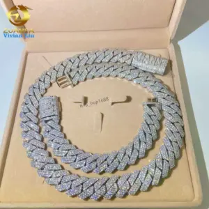 15Mm 18Mm 20Mm Heavy Big Necklace Bracelet Custom Hip Hop Jewelry Moissanite Iced Out Dia Cuban K Chain - Geschenke