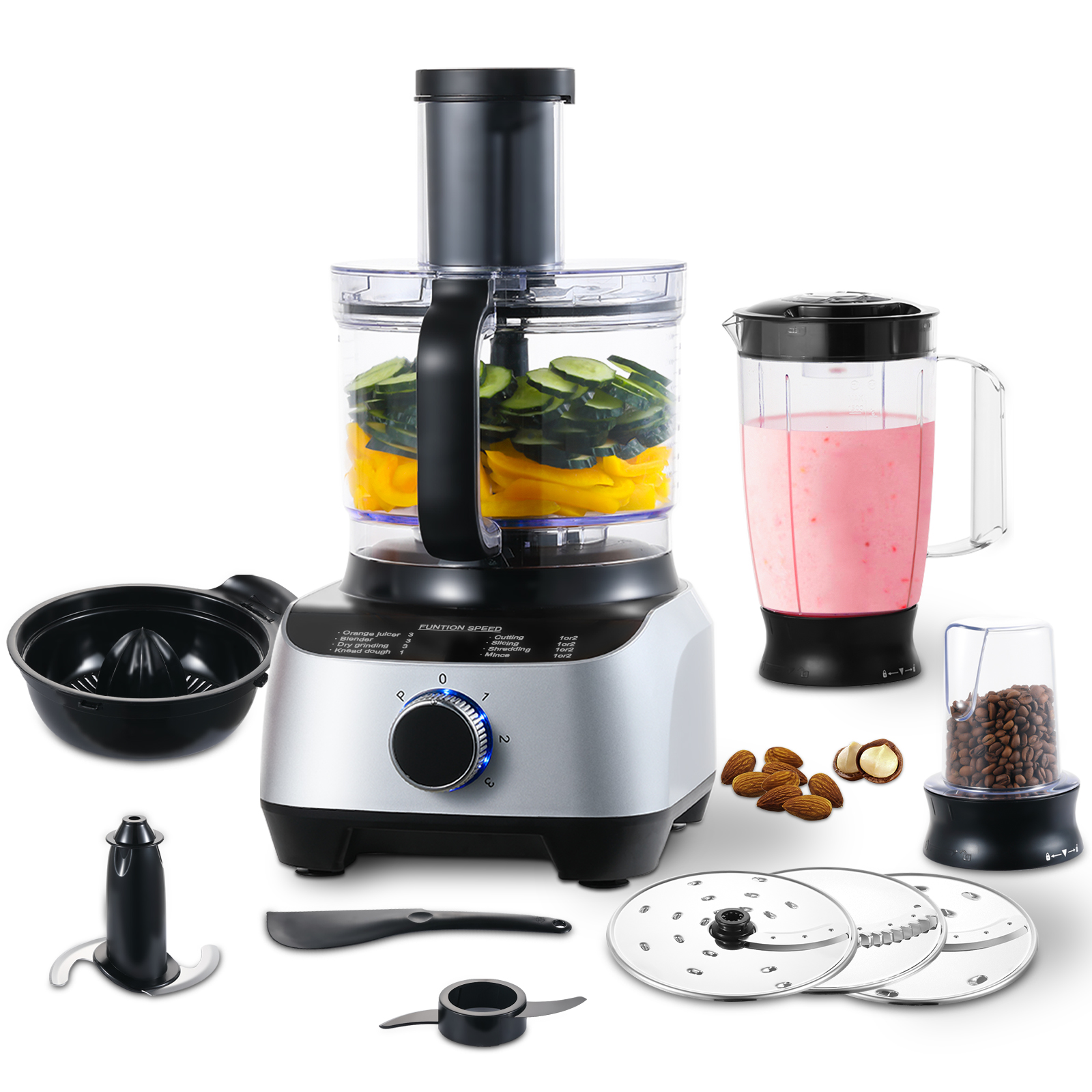 1300W Food Processor With 3.5L Bowl And 1.5L Blender For Kitchen Use,Commercial Food Processor,Multifunctional Food Proces...