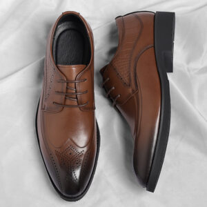 Euro Step Brogue Carved Business Formal Gentleman Shiny Leather Pointed Toe Wedding Men's Performance Office Shoes - Schuhe