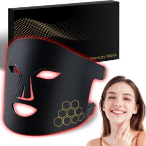 Red Light Therapy For Face, Infrared LED Face Mask Light Therapy 4 Light Waves With 850nm Near Infrared, Portable Recharge...