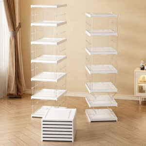 Household Shoe Box Fully Transparent PET Shoe Cabinet Folding Shoe Rack Dustproof Shoe Storage Cabinet - Waschen & Reinigen